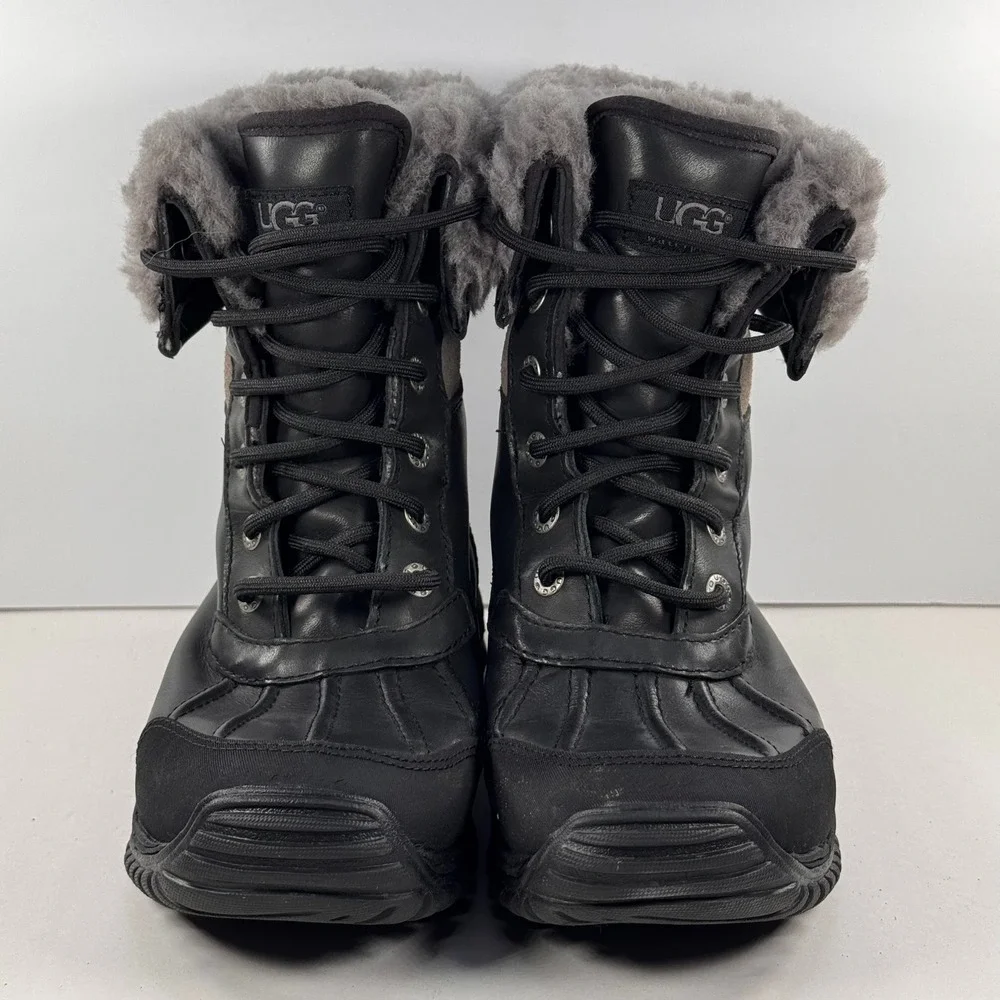UGG Adirondack II Black Leather Waterproof Winter Snow Boots Vibram 1906 Women 6